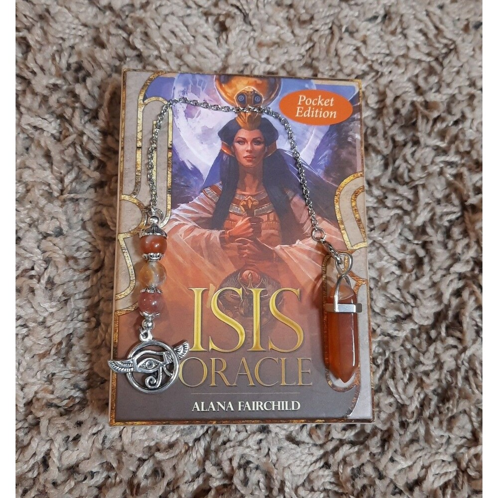 Isis Pocket Oracle and Red Striped Agate Eye of Horus Dowsing Pedulum
